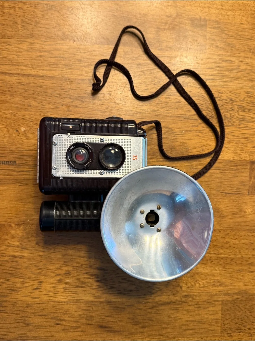 Retro Dual-Lens Film Camera with Flash - Brown and Silver